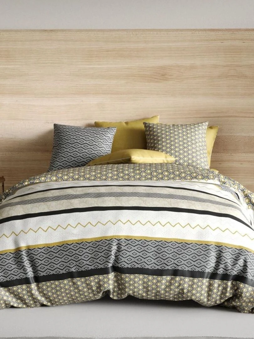 Housse de couette Mezoa + taie(s) coton 57 fils Jaune