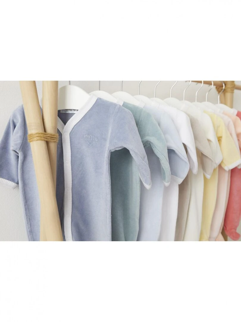 Pyjama velours   100% coton biologique   1 à 6 mois   Bleu marine