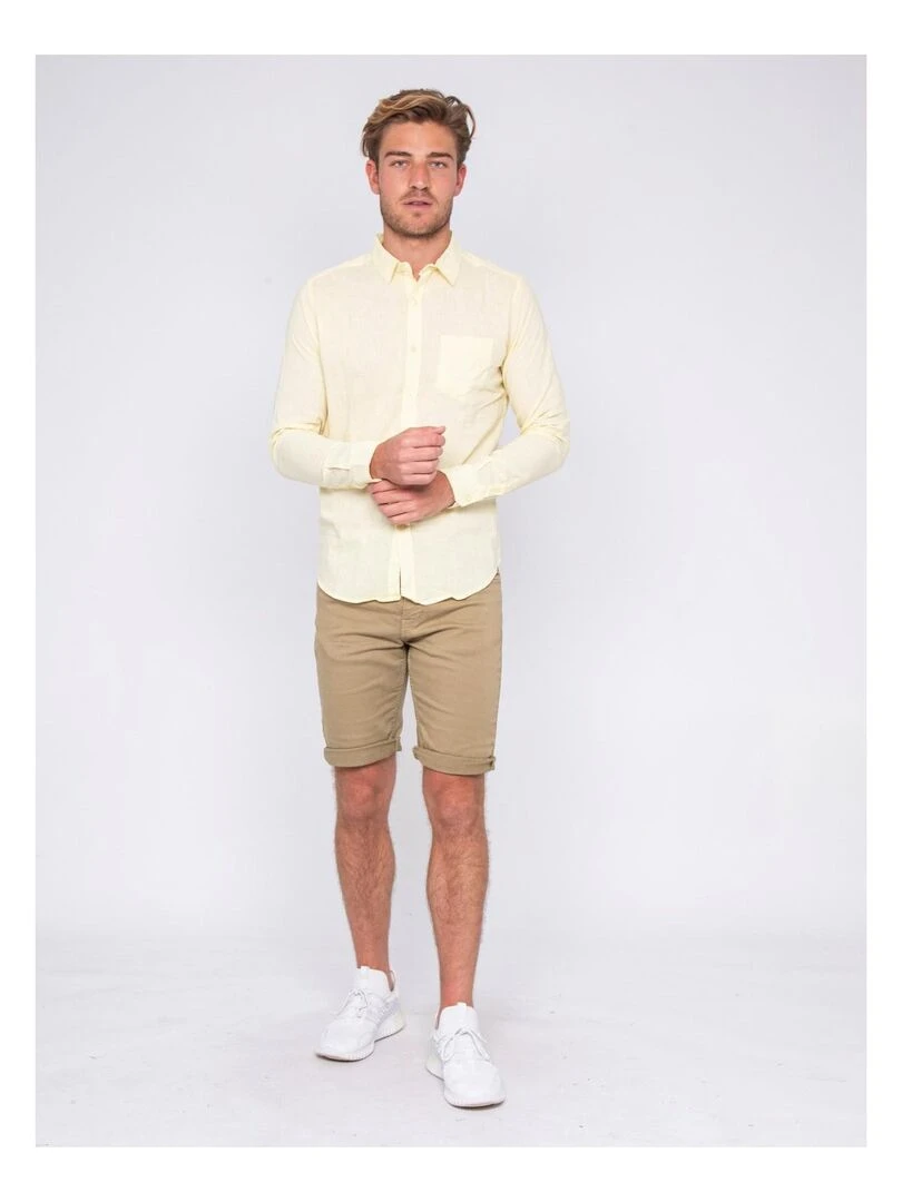 Chemise manches longues lin et coton DALICOT Jaune
