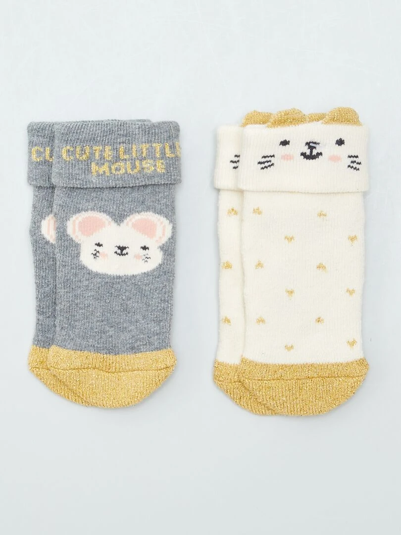Lot de 2 paires de chaussettes Beige
