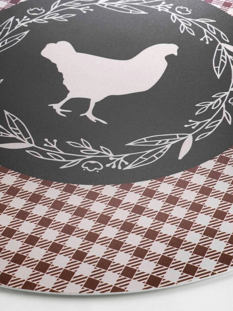Set de table rond 36 cm Poule galino Noir