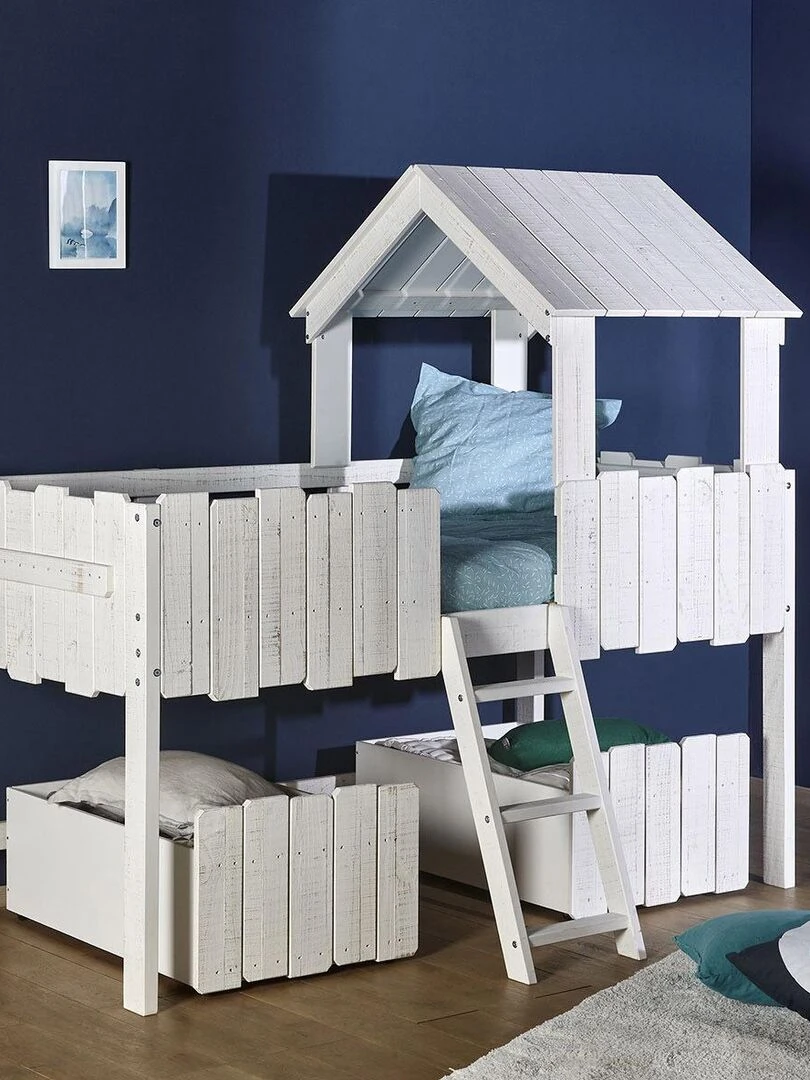 Pack lit avec tiroirs et matelas Donnie   AKITEN RETAIL   Blanc Blanc