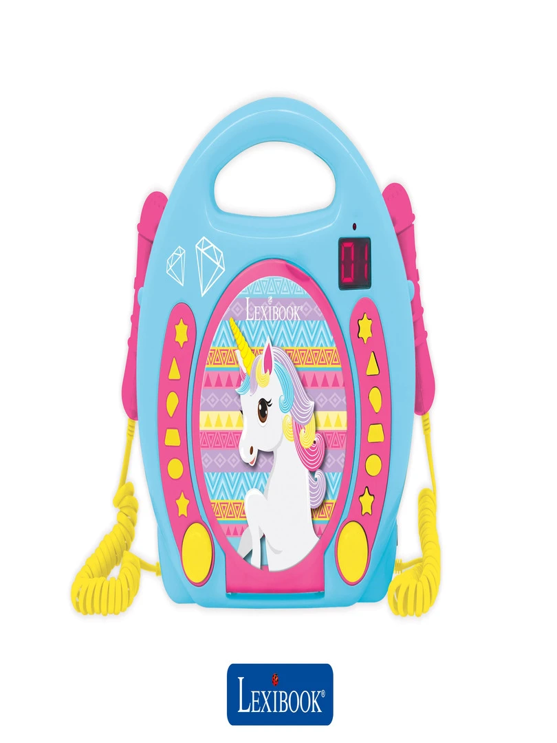 Lecteur Cd Portable Avec 2 Microphones Coloris Licorne N/A