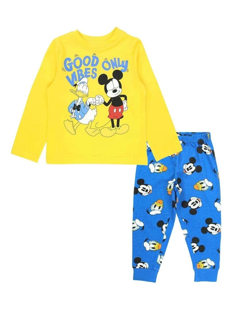 Disney Pyjama garçon imprimé Mickey en coton Jaune