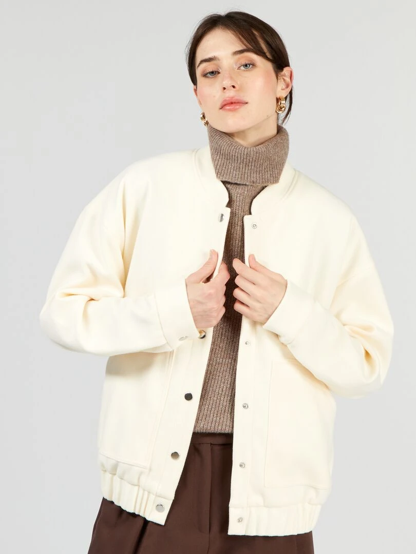 Veste type lainage avec base élastiquée Ecru