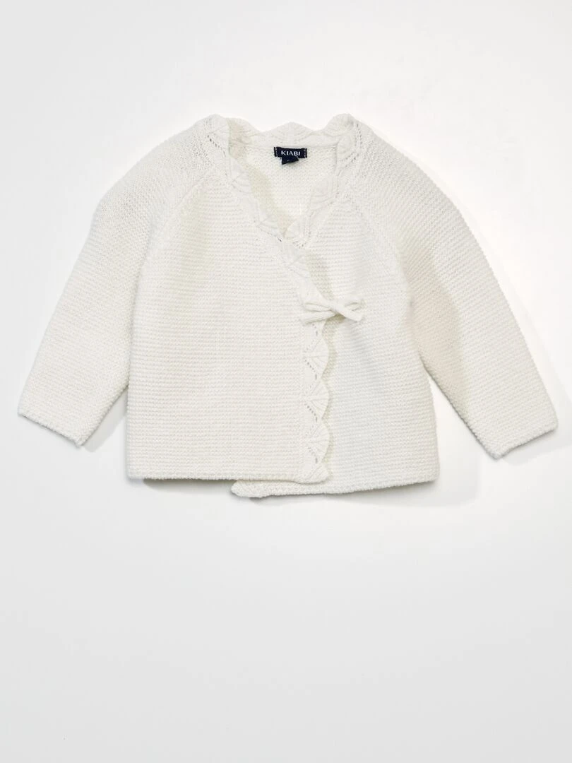 Gilet cache coeur en point mousse blanc