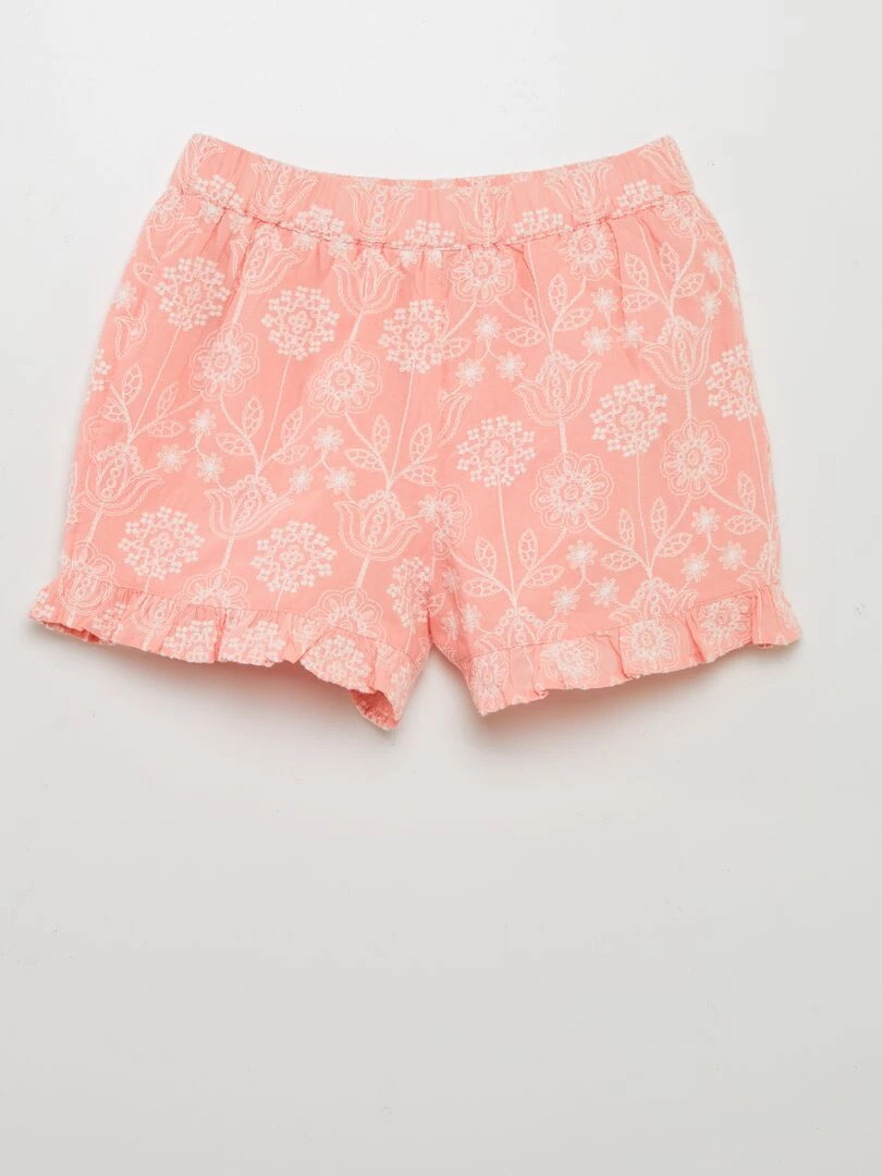 Short léger en broderie indienne Rose