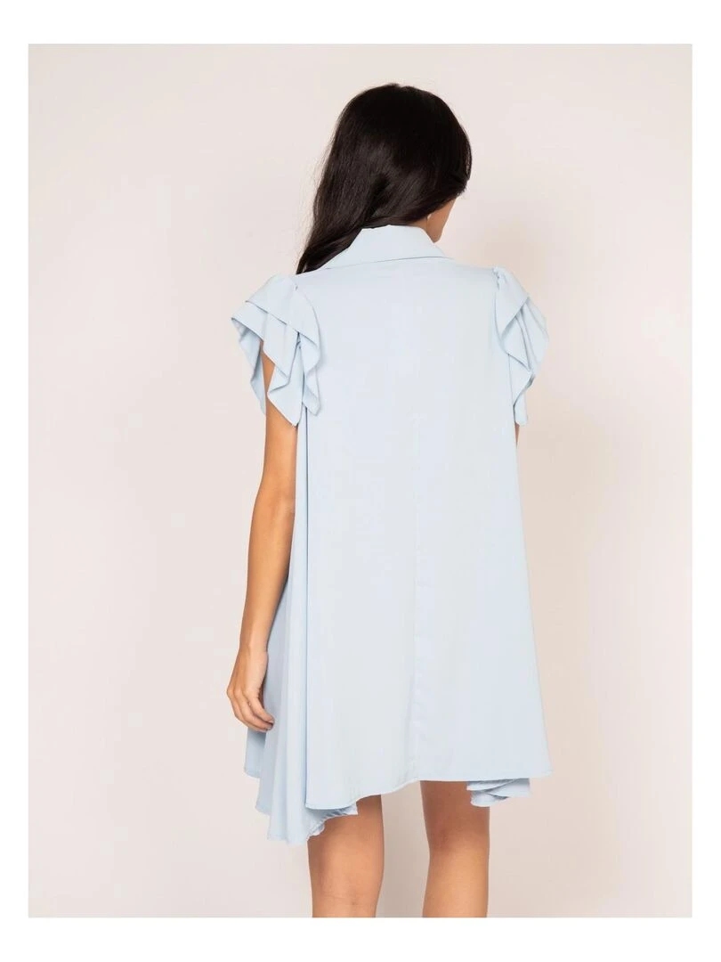 Robe courte boutonnée ILLISA Bleu clair