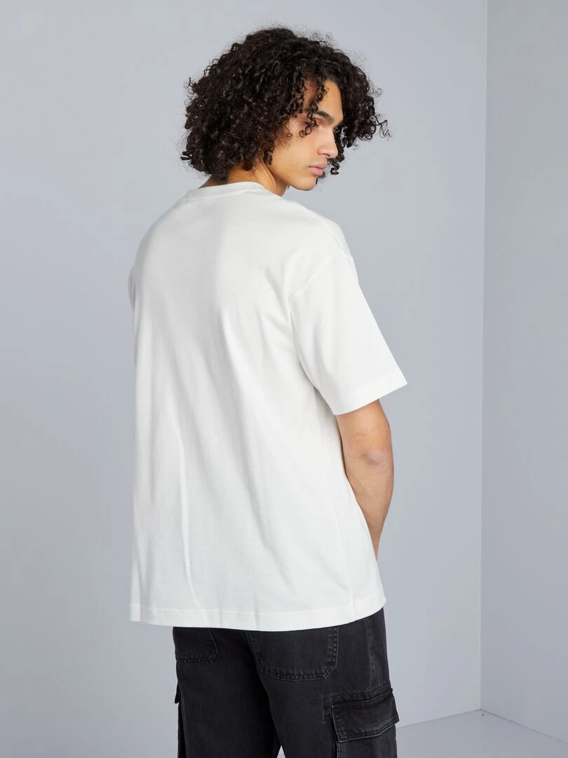 T shirt col rond en coton blanc