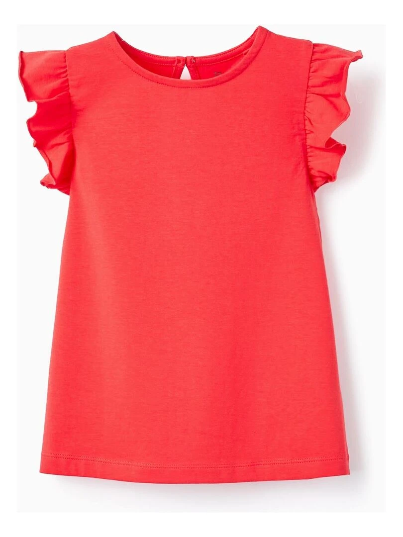 Débardeur en Coton avec Volants pour Fille manches courtes Rouge