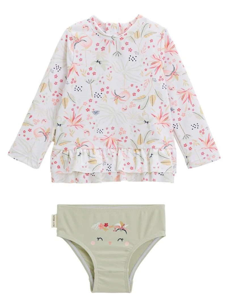Maillot de bain bébé 2 pièces t shirt de protection UV & culotte Paradise Rose