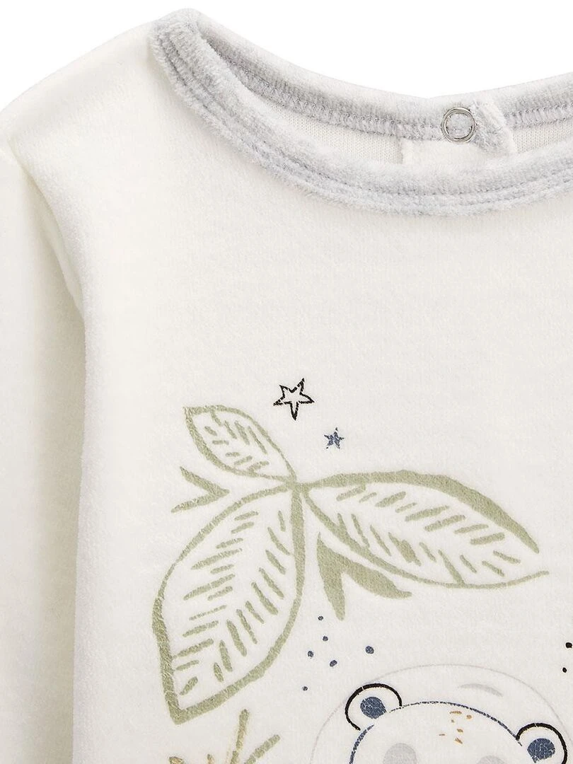 Pyjama bébé 2 pièces en velours Tropic Moon   Ecru