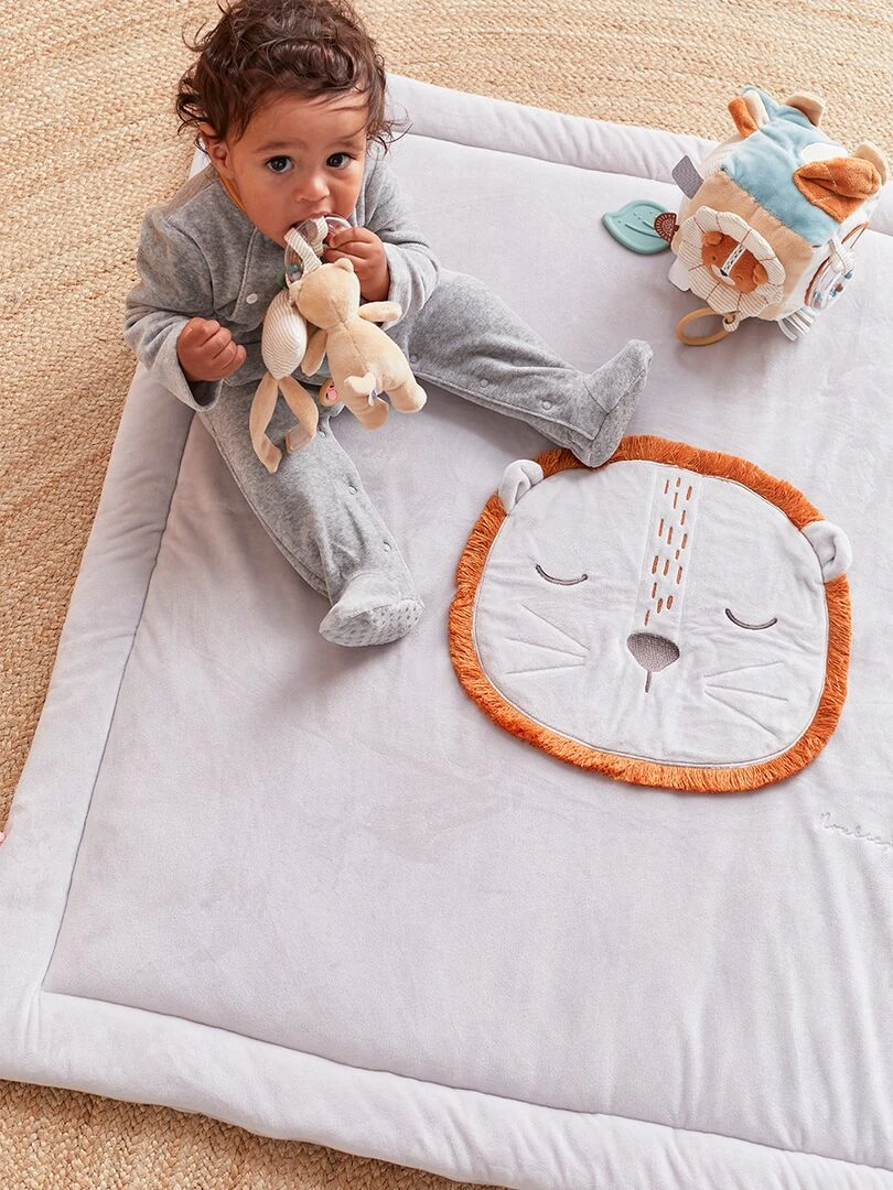 Tapis de jeu et de parc 100 x 100 cm en Veloudoux    Gris