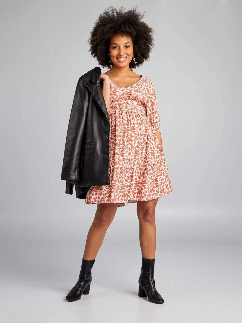 Robe fluide grossesse Beige/terracotta