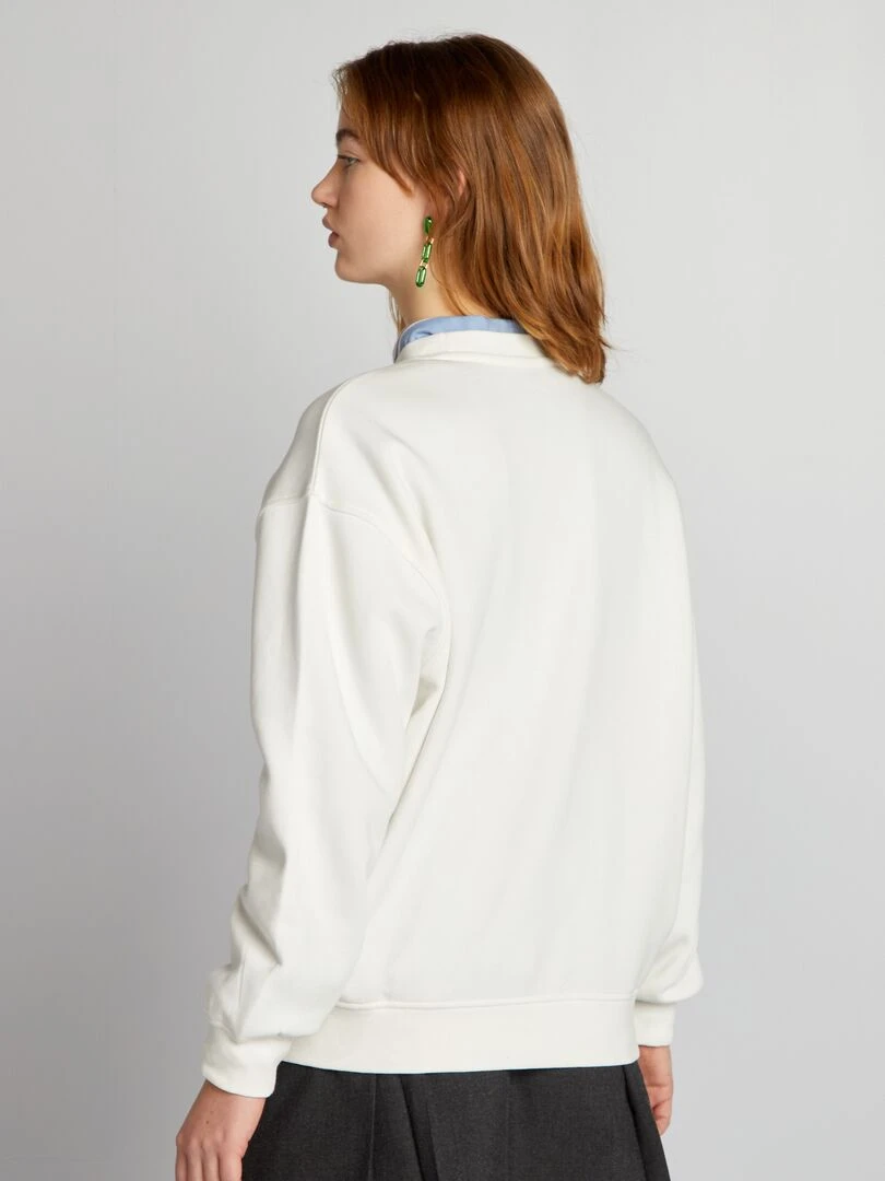 Sweat molletonné à imprimé   Blanc