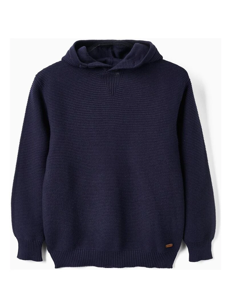 Pull à Capuche en Maille de Coton pour Garçon ATLANTIC COMPANY Bleu