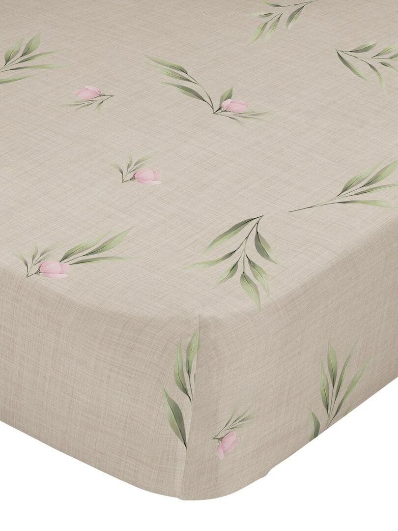 Drap housse Summer floral "Happyfriday" Blanc