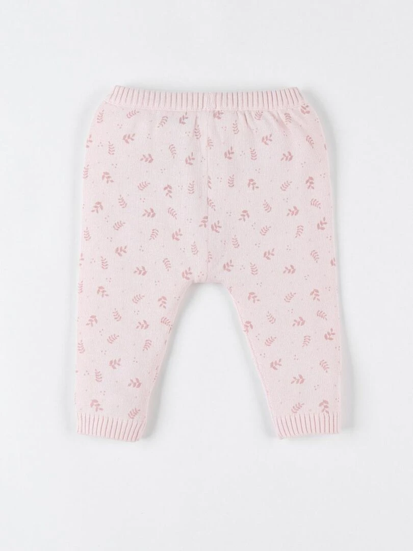 Legging imprimé végétal en tricot bio fin clair Noukie's Rose