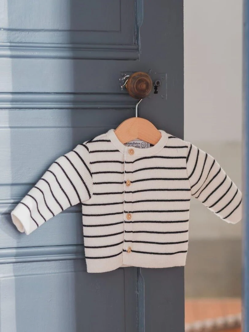 Cardigan en laine Petits Marins Bleu Ecru