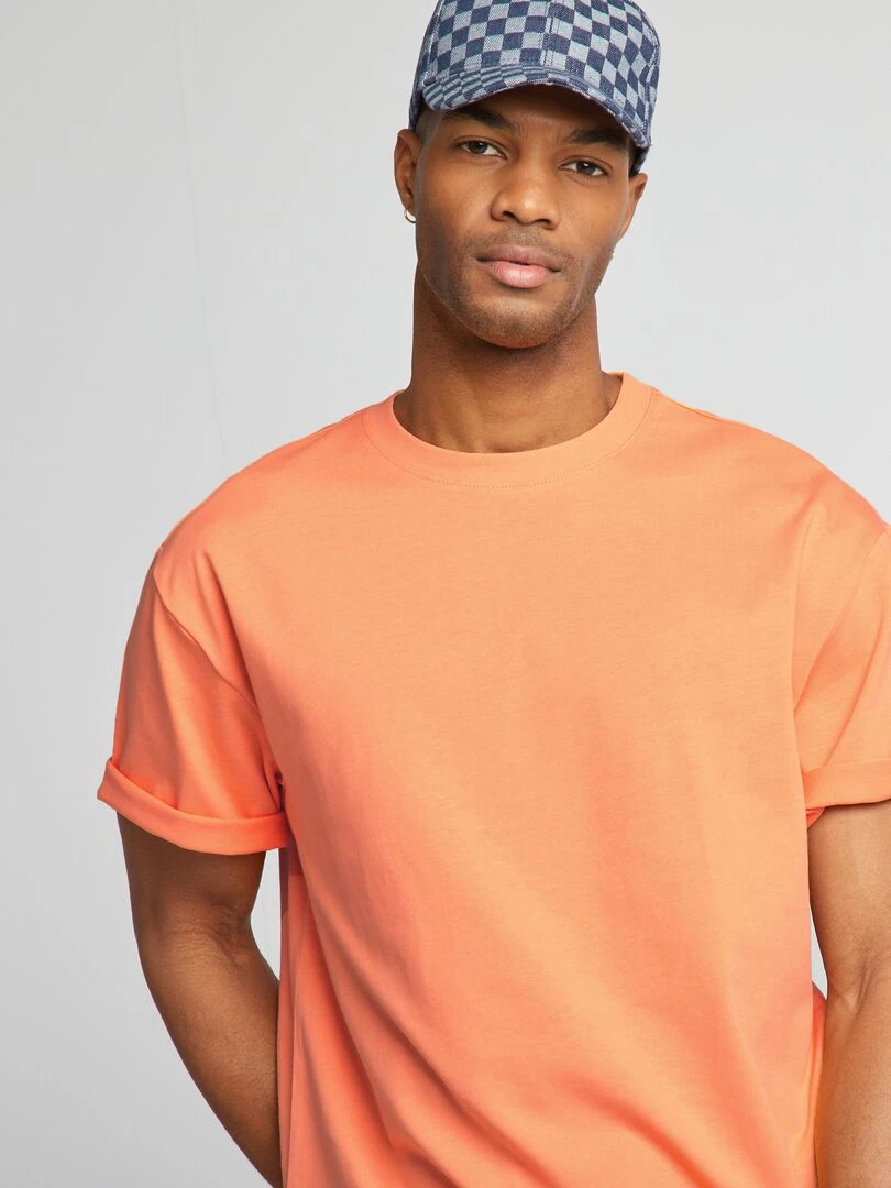 T shirt en coton uni Orange