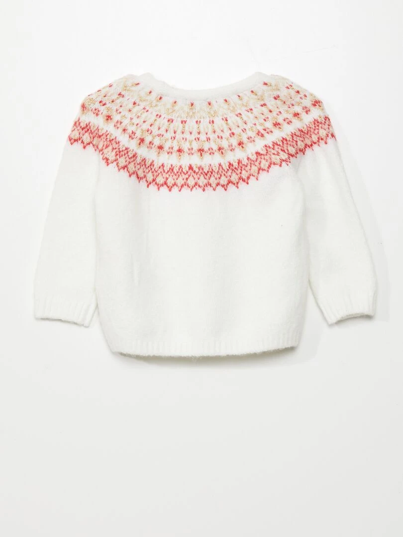 Pull en maille avec imprimé 'jacquard'   Blanc