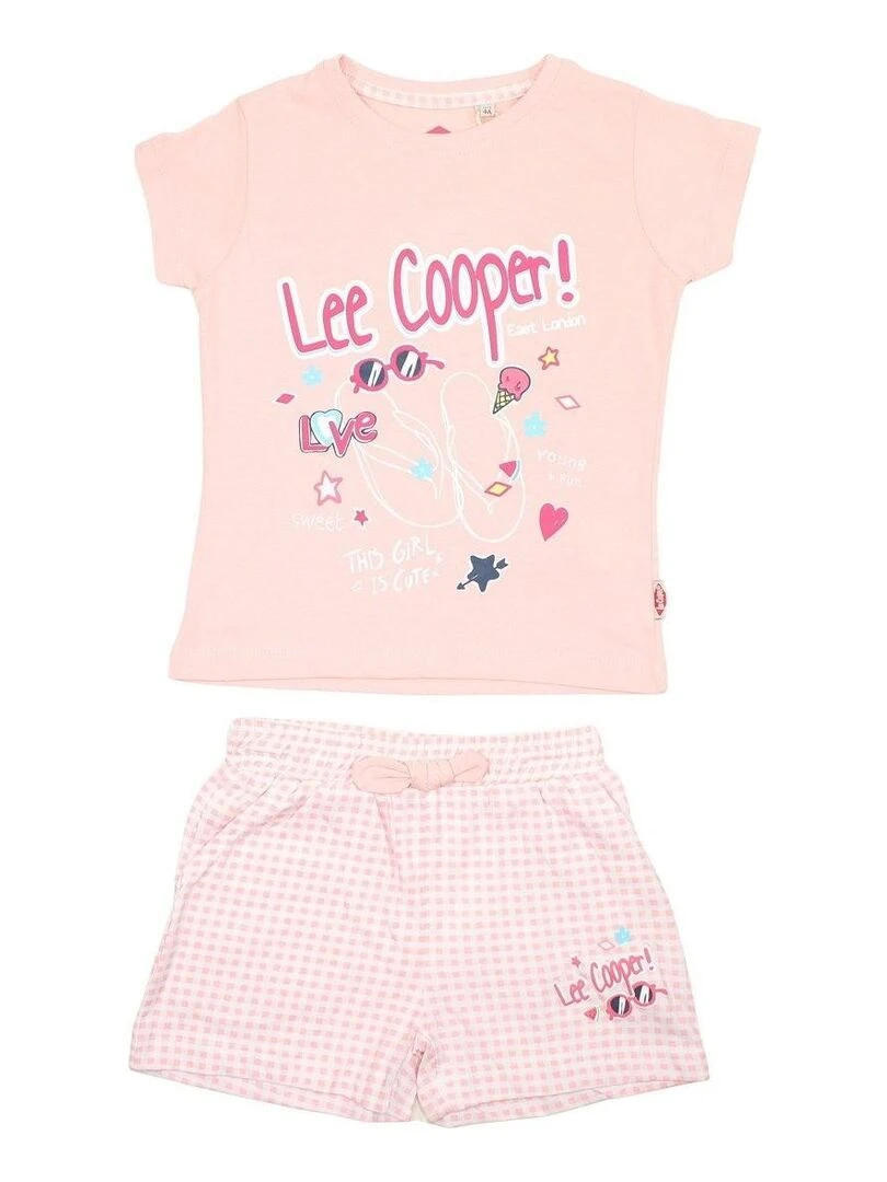 Lee Cooper Ensemble T shirt short fille Imprimé Lee Cooper Rose
