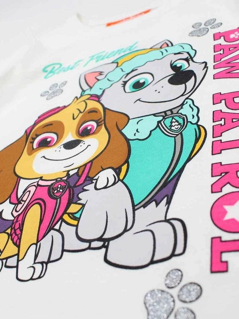 La Pat' Patrouille   T shirt fille imprimé La Pat' Patrouille en coton   Blanc