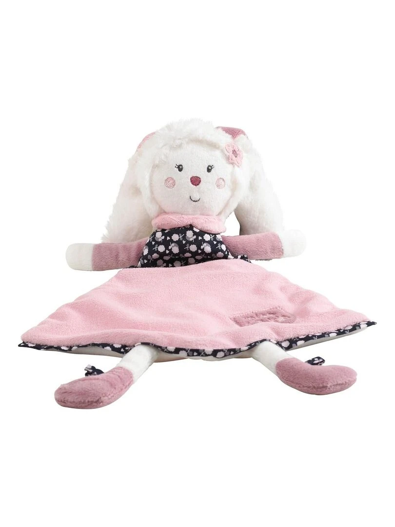 Doudou mouchoir lapin en velours blanc SAUTHON Blanc
