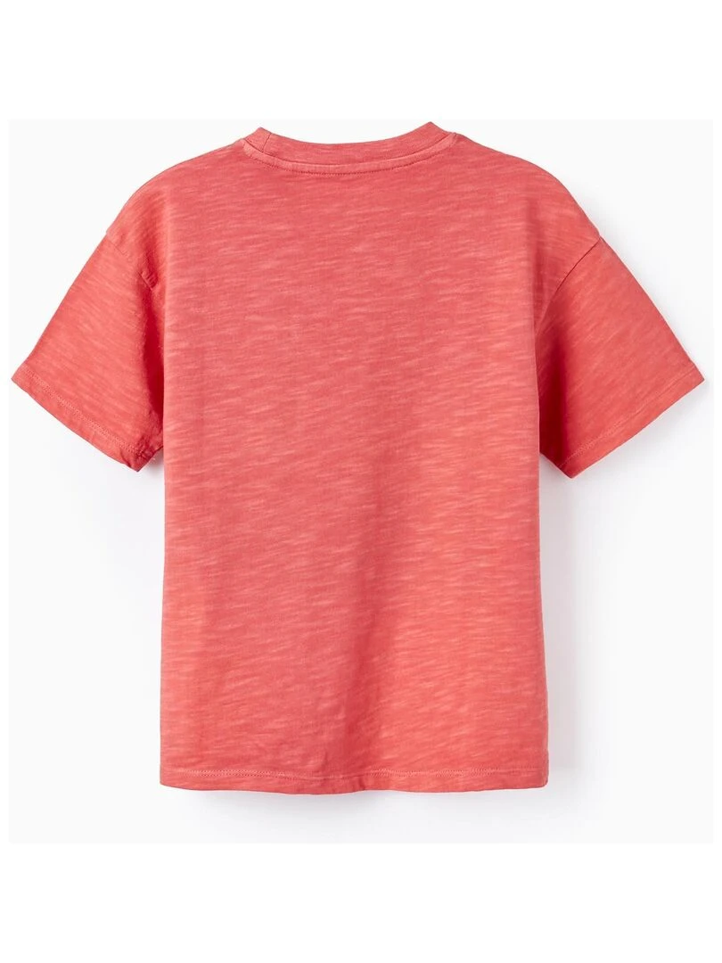T shirt en Jersey de Coton avec Poche pour Garçon manches courtes Rose
