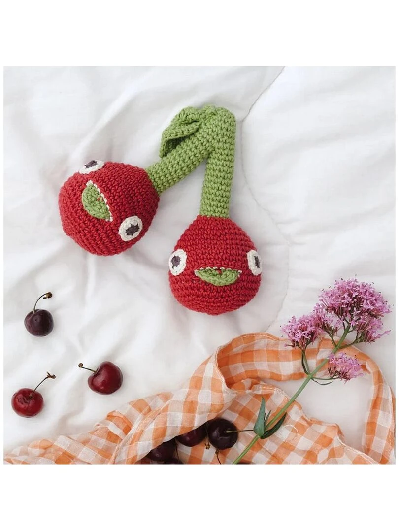 Hochet soeurs Cerise coton BIO   N/A