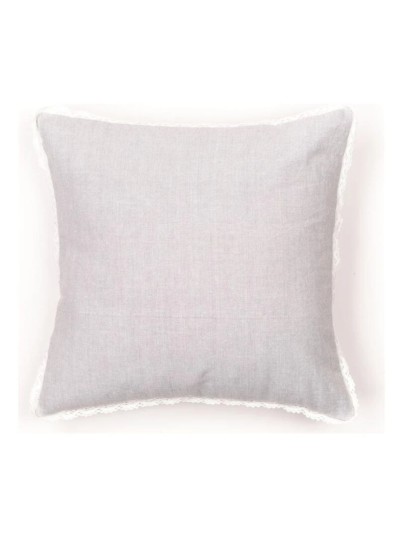 Coussin déhoussable avec dentelle 'CHARME' 'TODAY' Gris