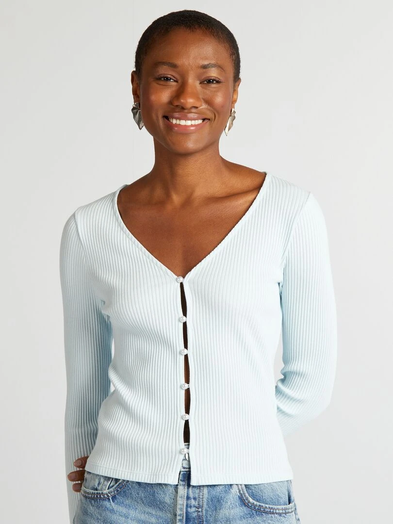 Gilet en jersey côtelé   Bleu