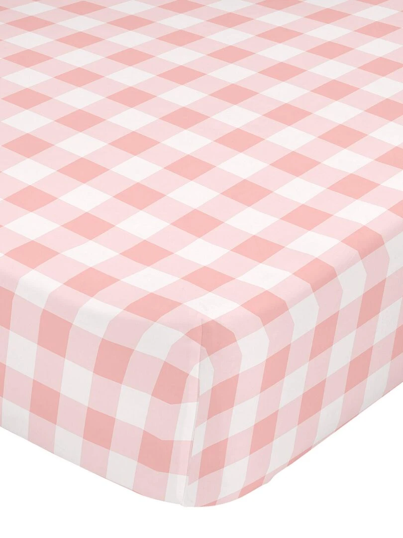 Drap housse Vichy "Happyfriday" Rose