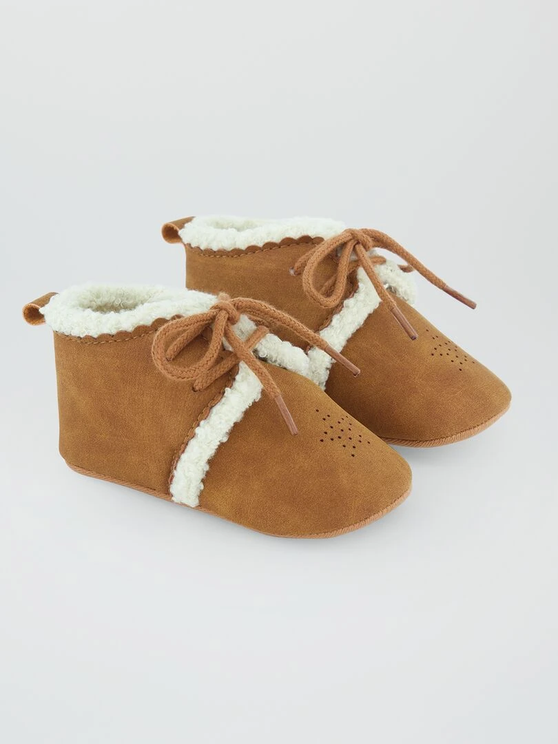 Bottines en daim fourrée Camel