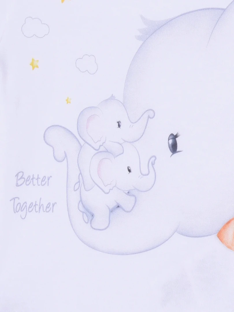 Ensemble bébé body et shorty   Éléphant   Blanc