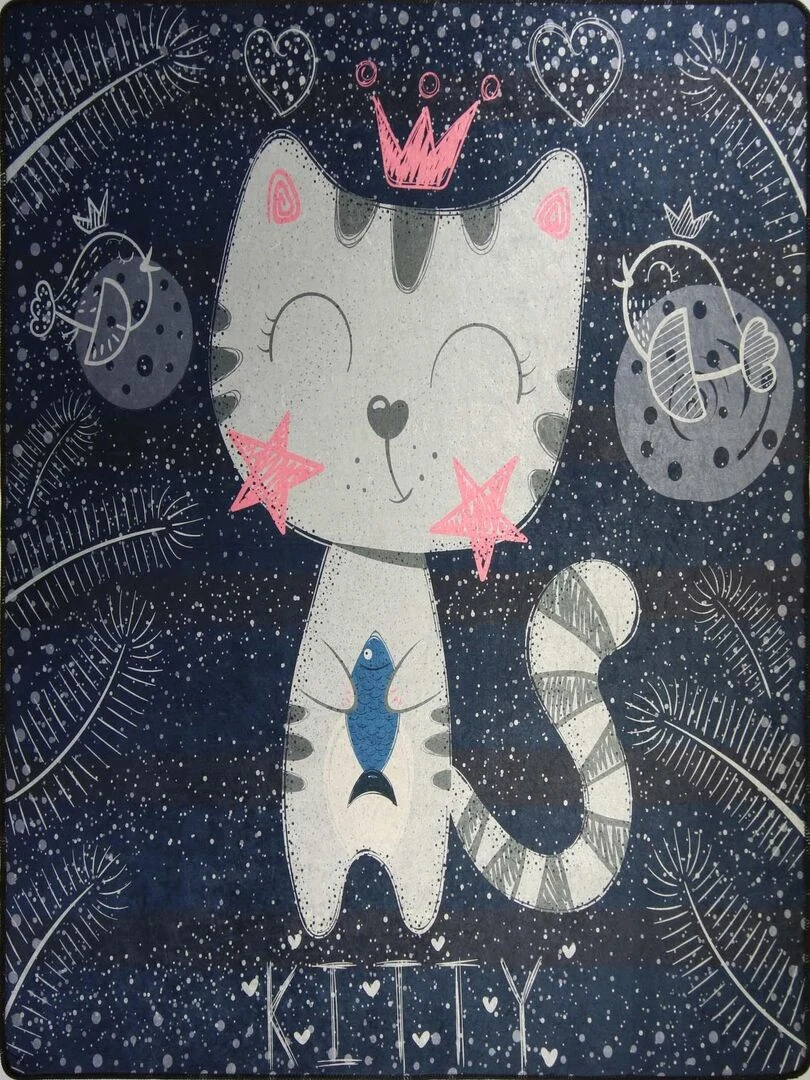 Tapis Enfant KITTY Bleu anthracite