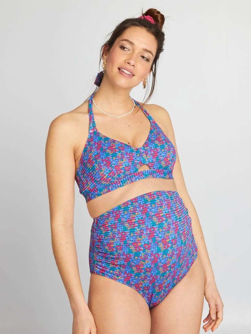 Haut de maillot de bain avec imprimé Bleu