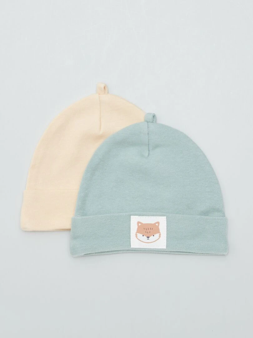 Lot de 2 bonnets avec patch Vert