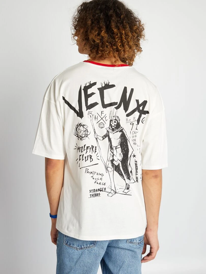 T shirt ' Stranger Things' en jersey   Blanc