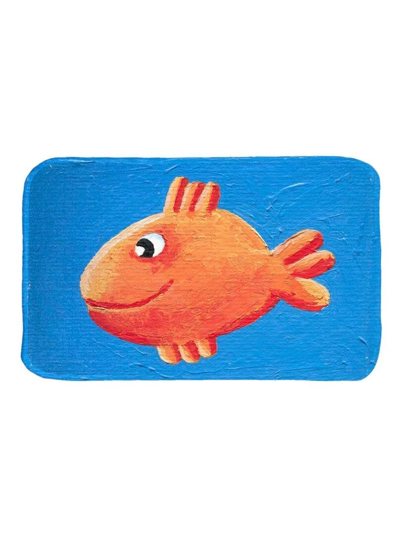 Tapis enfant ULTRA DOUX POISSON en polyester doux et soyeux Bleu