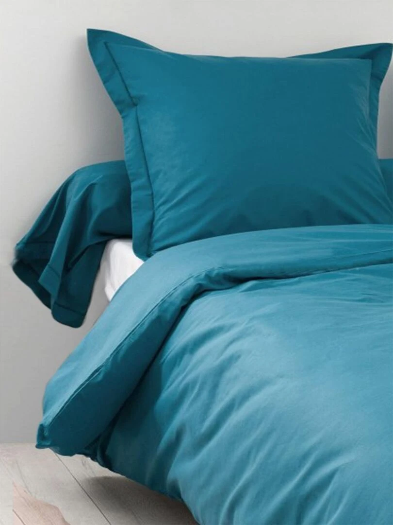 Housse de Couette Unie en 100 % Coton Bleu canard