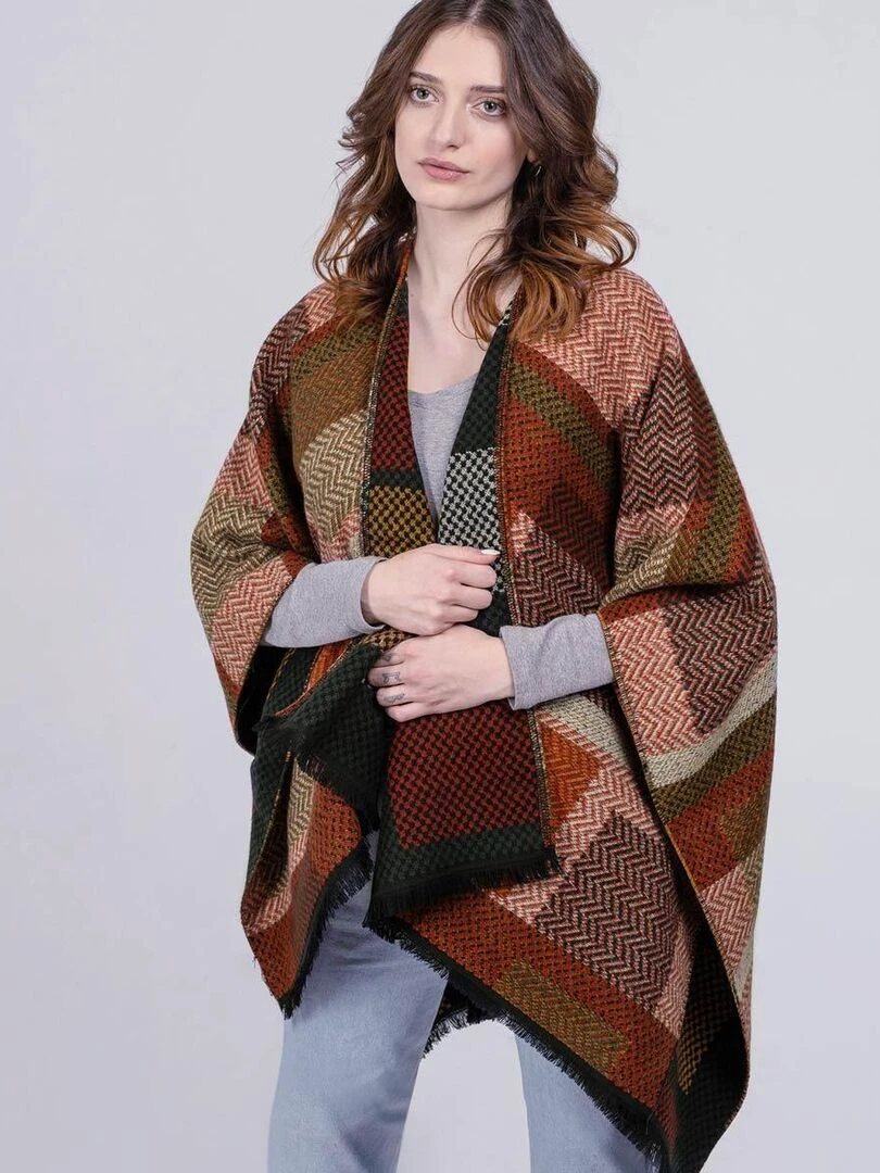 Poncho Agnella Fabriqué en France Marron