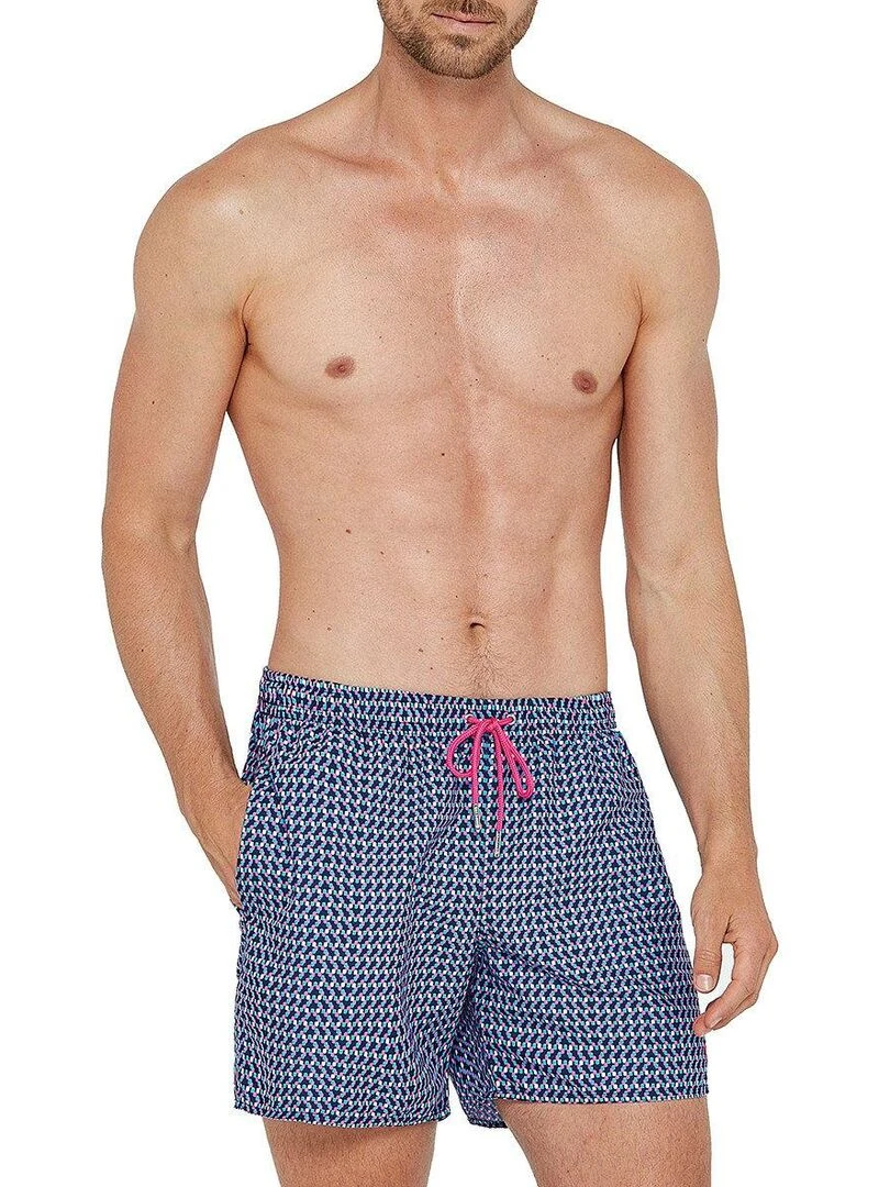Maillot de bain short imprimé moderne Beausoleil Bleu