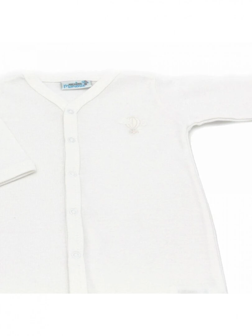 Pyjama été léger 100% coton biologique 1 à 6 mois Blanc