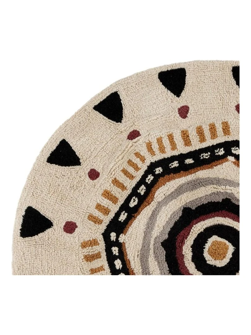 Tapis rond coton tufté Tribal D120 Beige