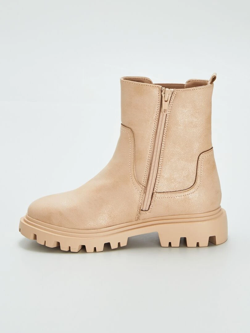 Boots chelsea à semelle crantée   Beige