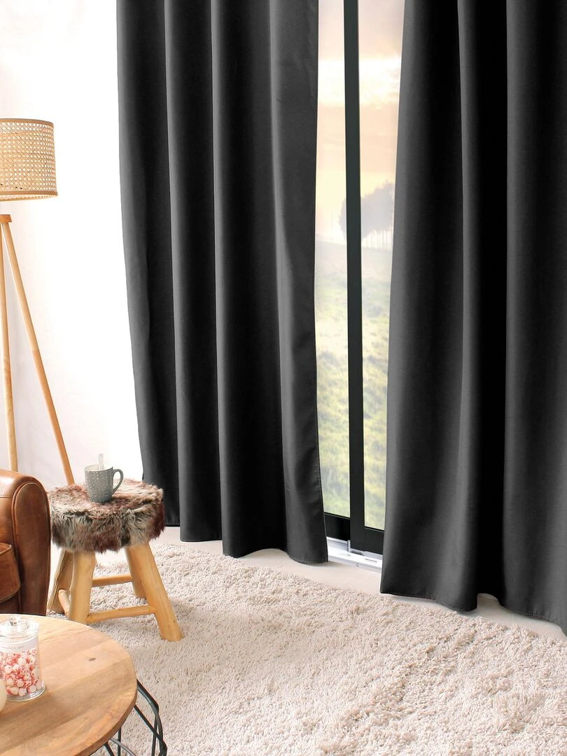 Rideau thermique en microfibre doublée   Gris foncé