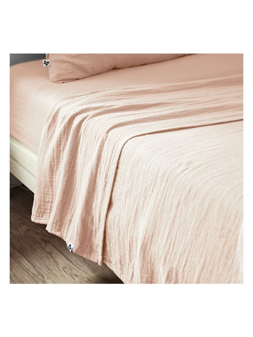 Drap plat double gaze de coton Gaia Rose clair