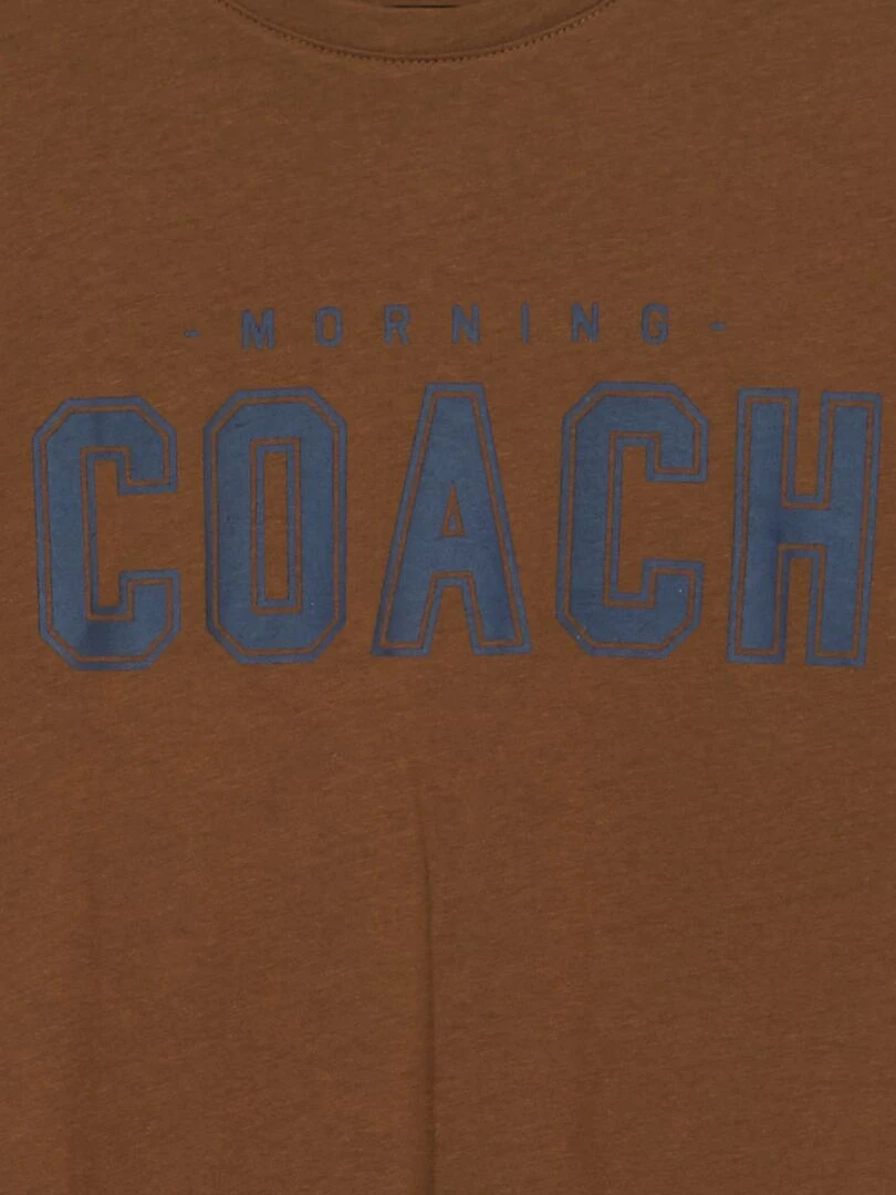 Pyjama long inscription 'morning coach' 2 pièces Marron/gris