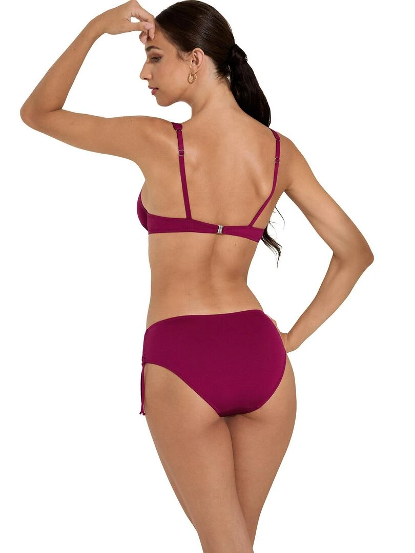 Bas maillot slip de bain taille haute côtés réglables Palma   Violet